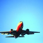 Airplane in blue sky