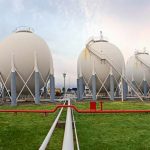 Huge storage tanks of a petrochemical plant